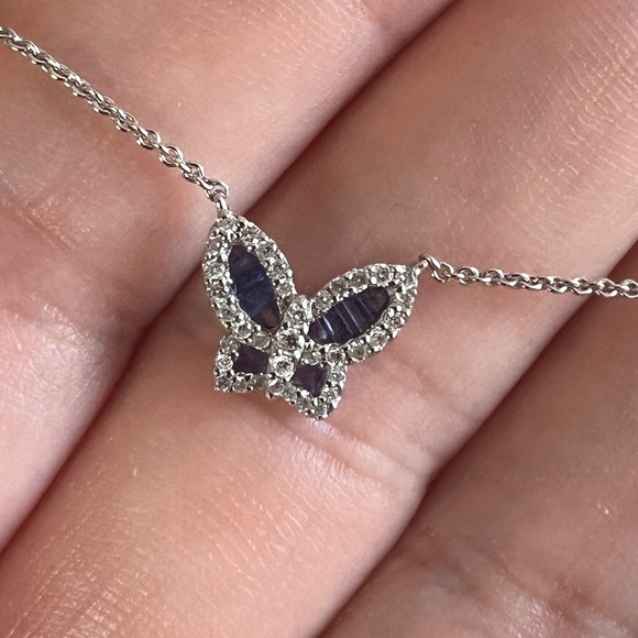 Nicole rose jewelry diamond purple sapphire butterfly necklace - Picture 16 of 16